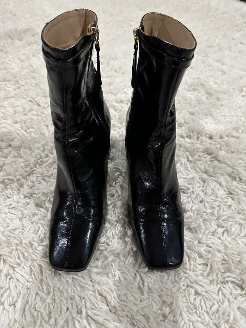 ANA PALMA Luxury Patent Leather Block Heel Feminine Ankle Boots Sz 39/8.5 EUC - Picture 10 of 16